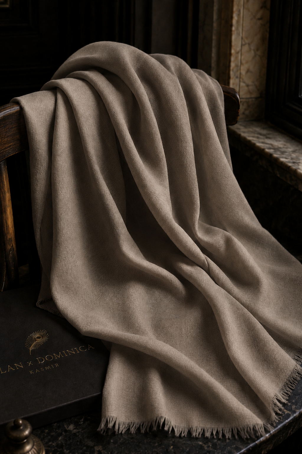 Ash Taupe Cashmere Pashmina Shawl