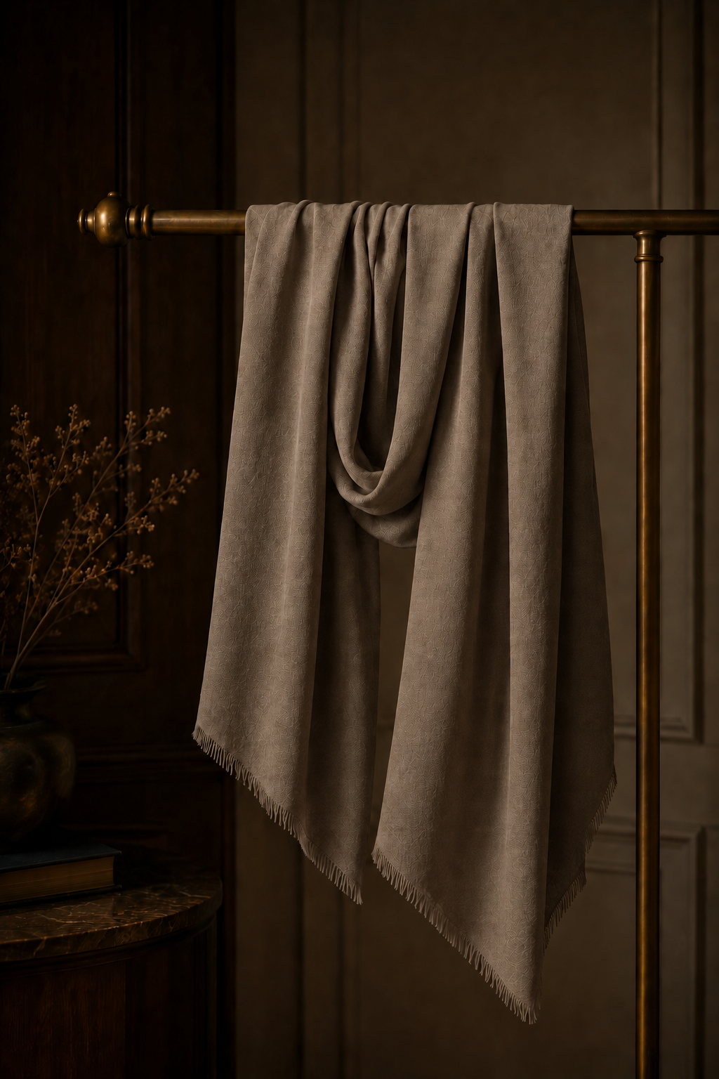 Ash Taupe Cashmere Pashmina Shawl