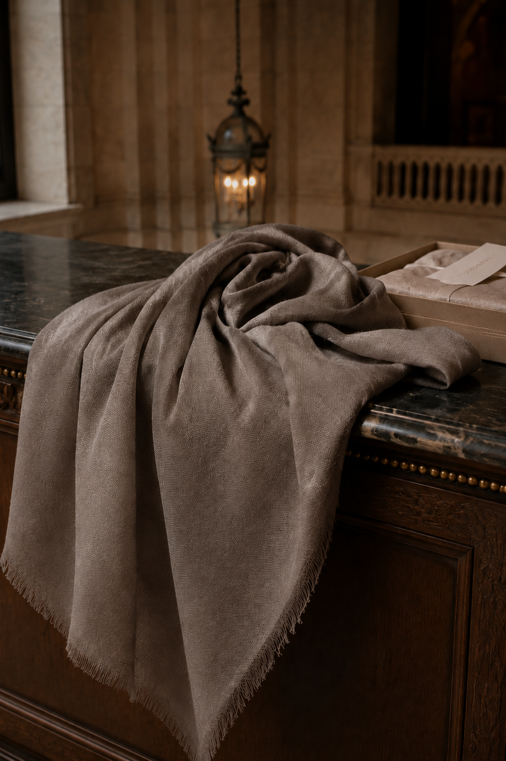 Ash Taupe Cashmere Pashmina Shawl