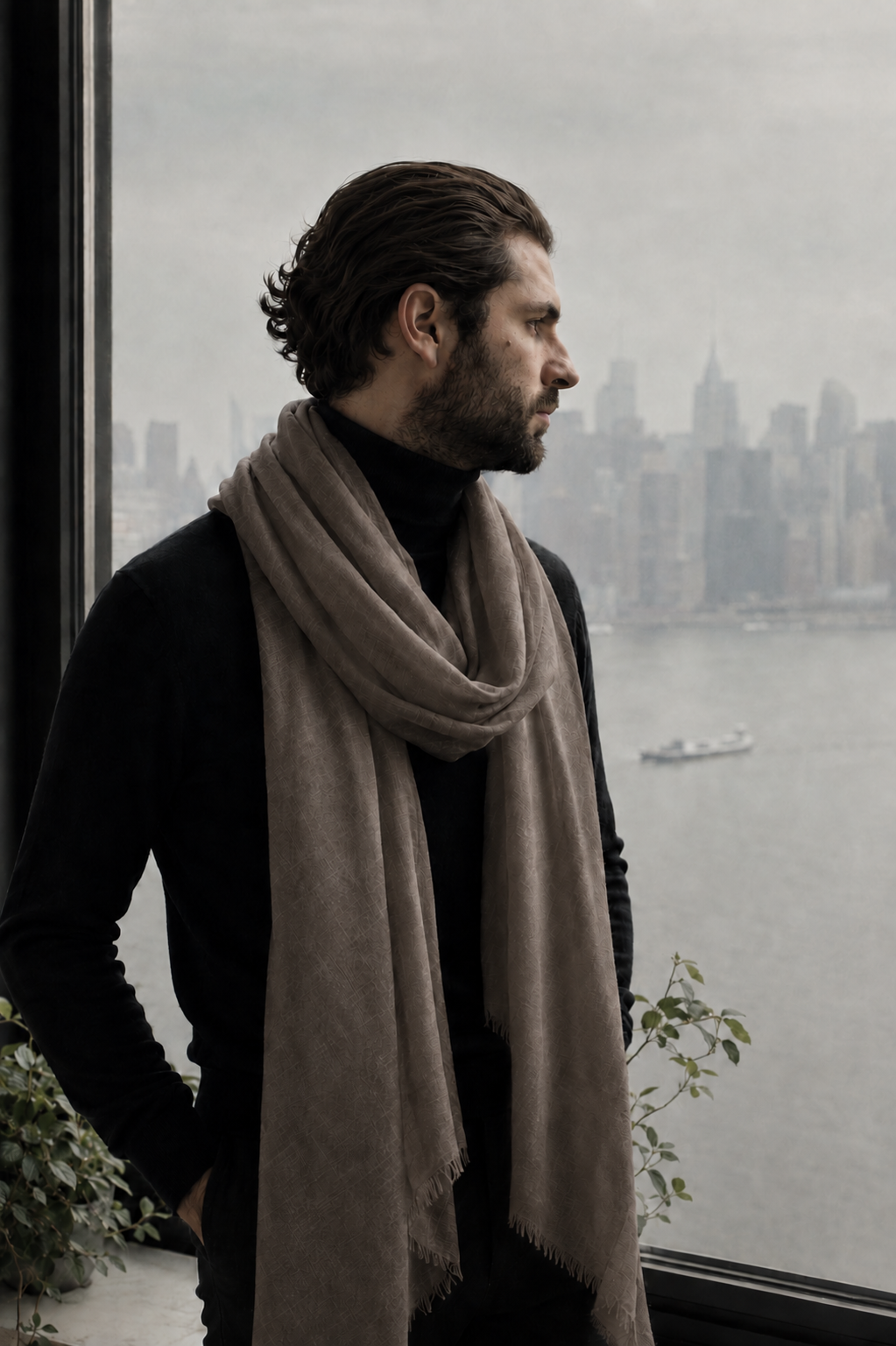 Ash Taupe Cashmere Pashmina Shawl