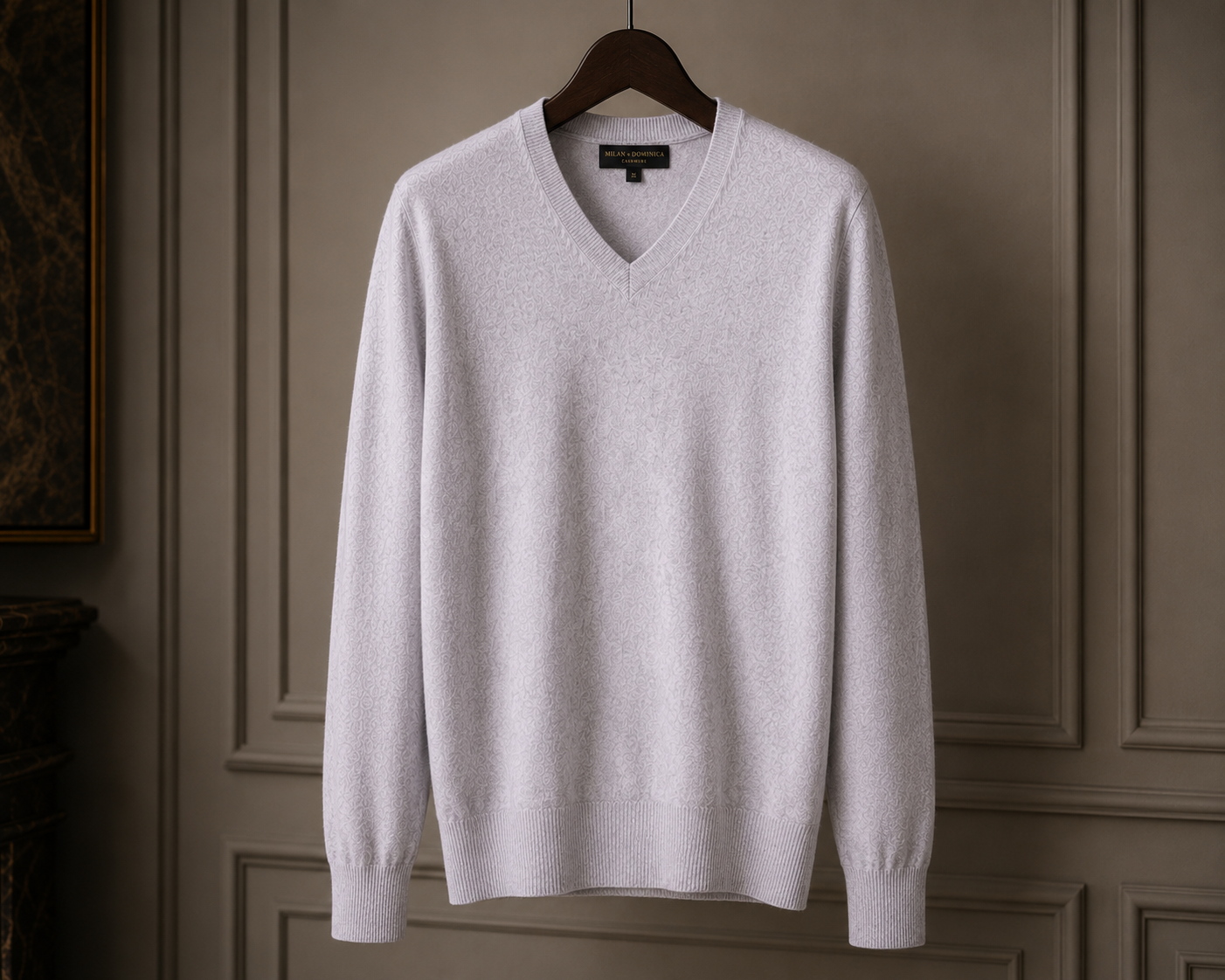 Stone Mélange Cashmere V-Neck