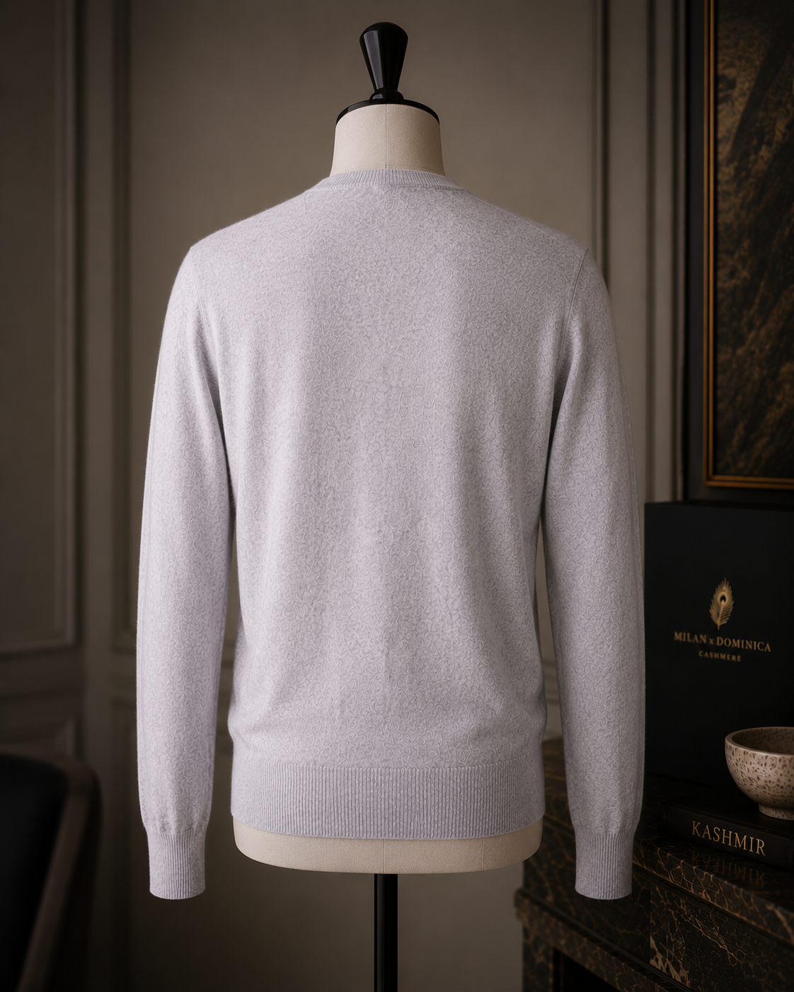 Stone Mélange Cashmere V-Neck