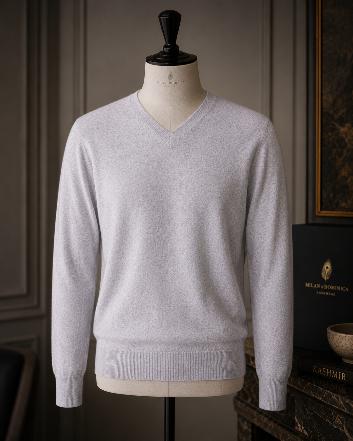 Stone Mélange Cashmere V-Neck