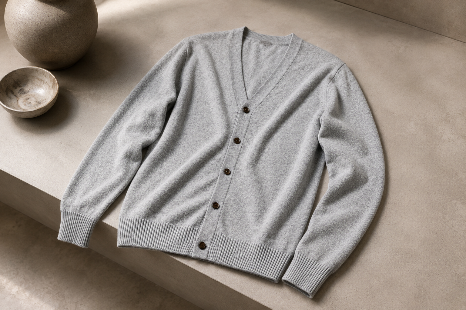 Cloud Grey Cashmere Cardigan