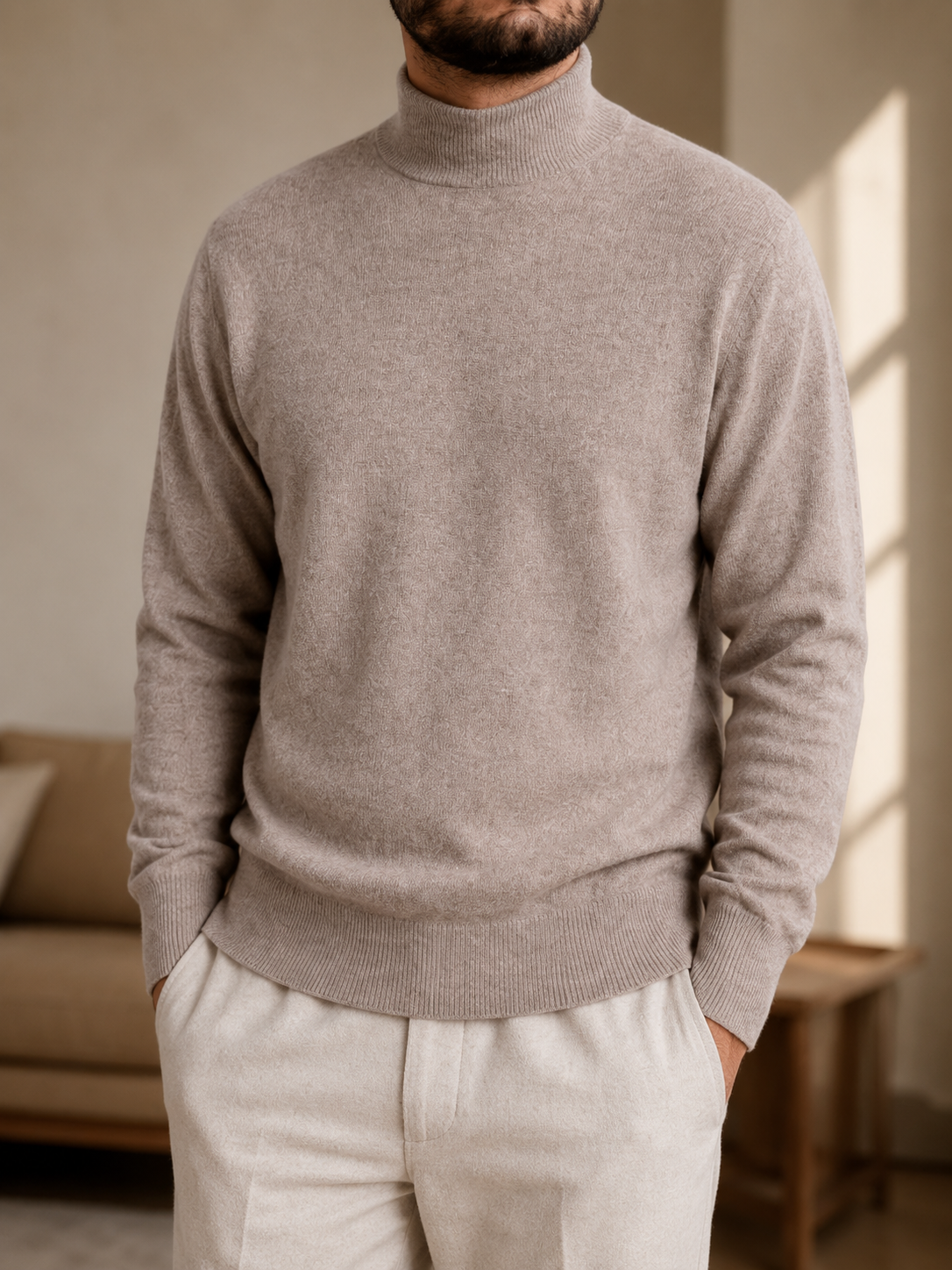 Stone Taupe Mock Neck