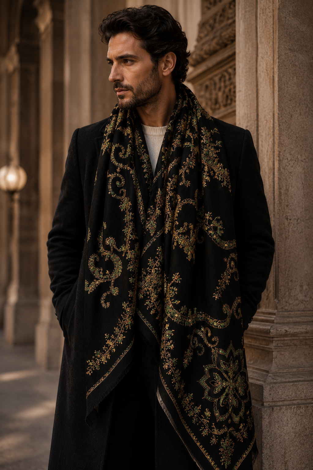 Midnight Noir Heritage Pashmina