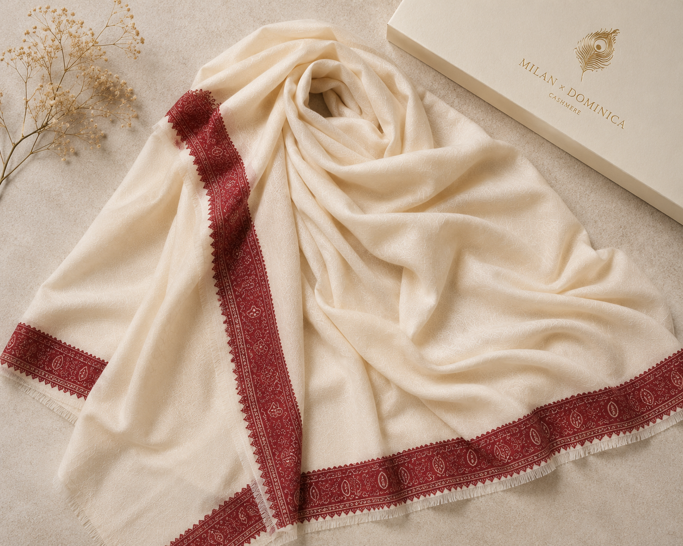 Crimson Paisley Heritage Pashmina