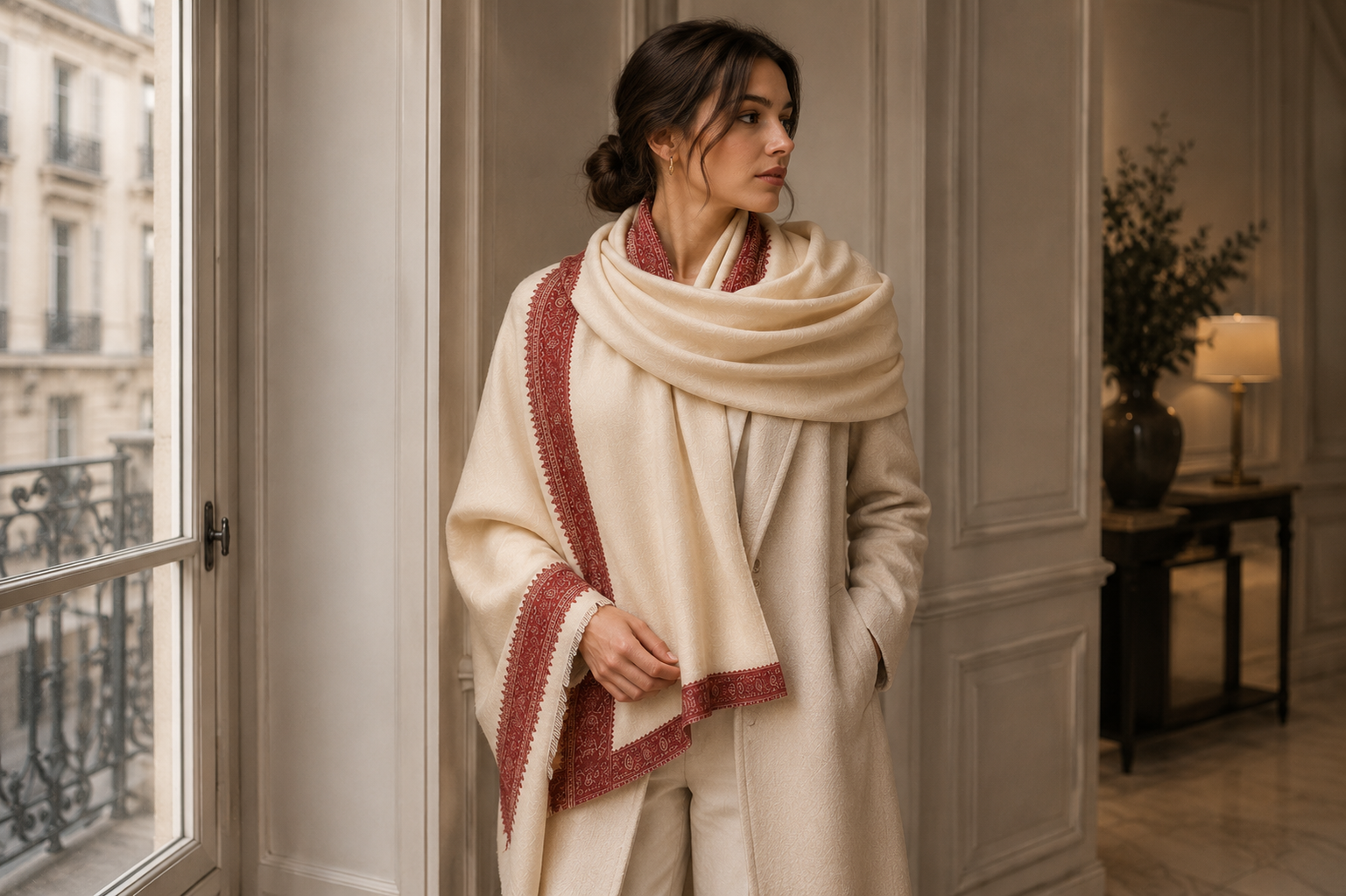 Crimson Paisley Heritage Pashmina