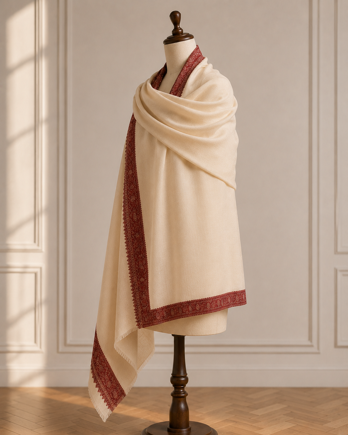 Crimson Paisley Heritage Pashmina