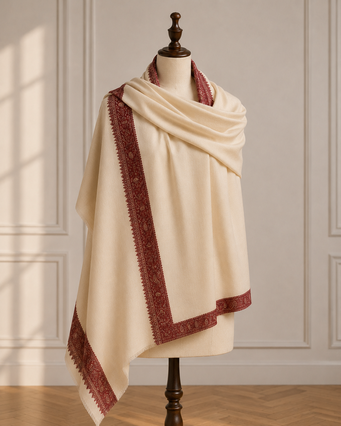 Crimson Paisley Heritage Pashmina