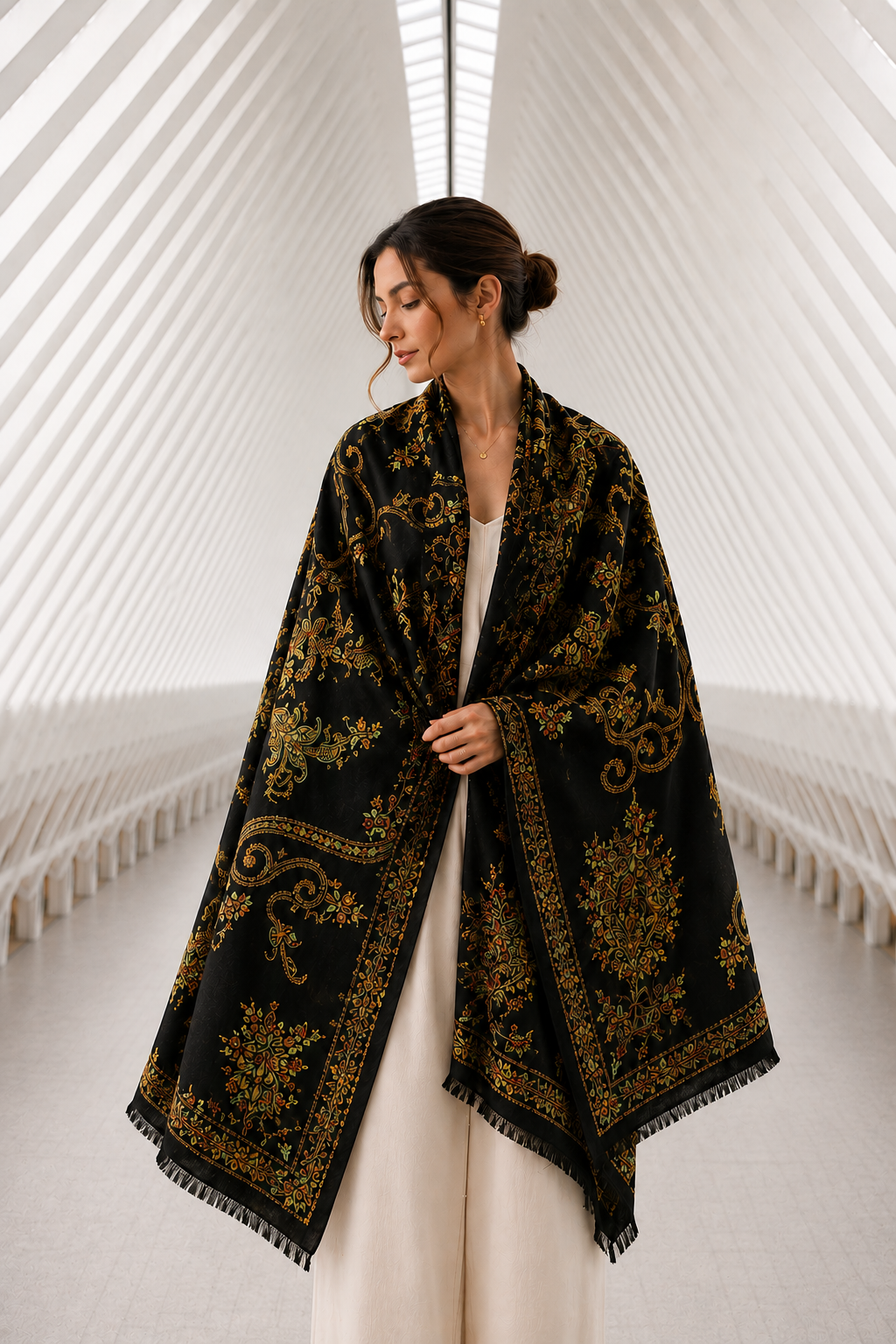 Midnight Noir Heritage Pashmina