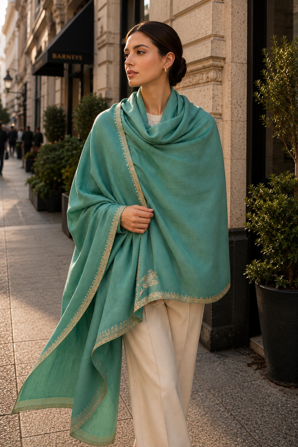 Verdant Bloom Cashmere Pashmina