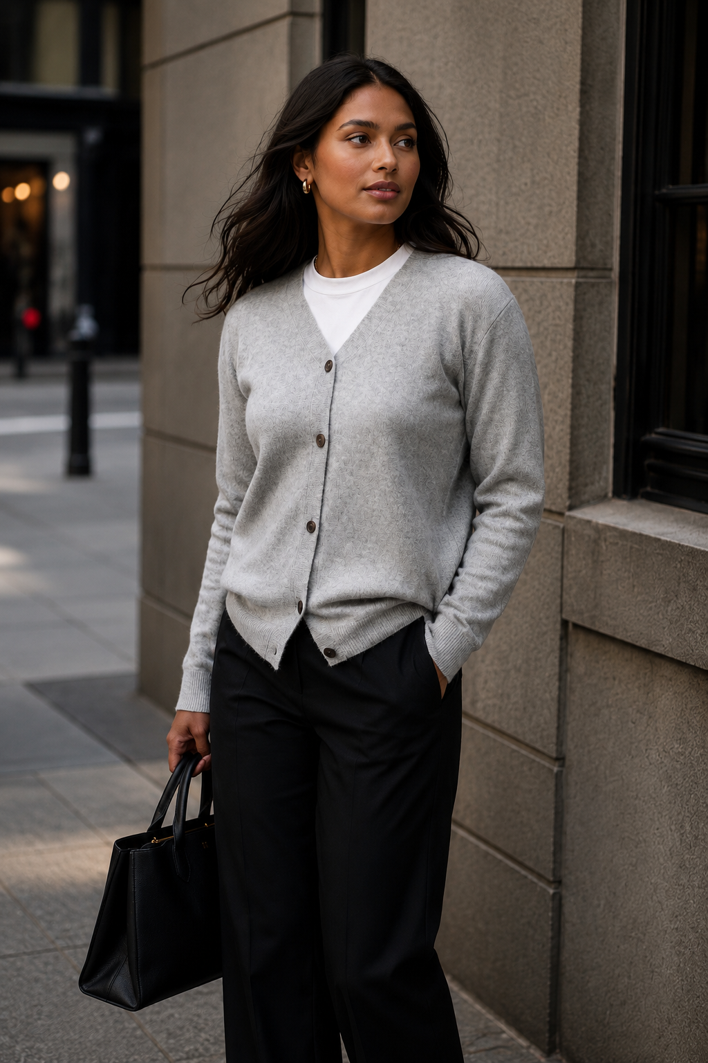 Cloud Grey Cashmere Cardigan