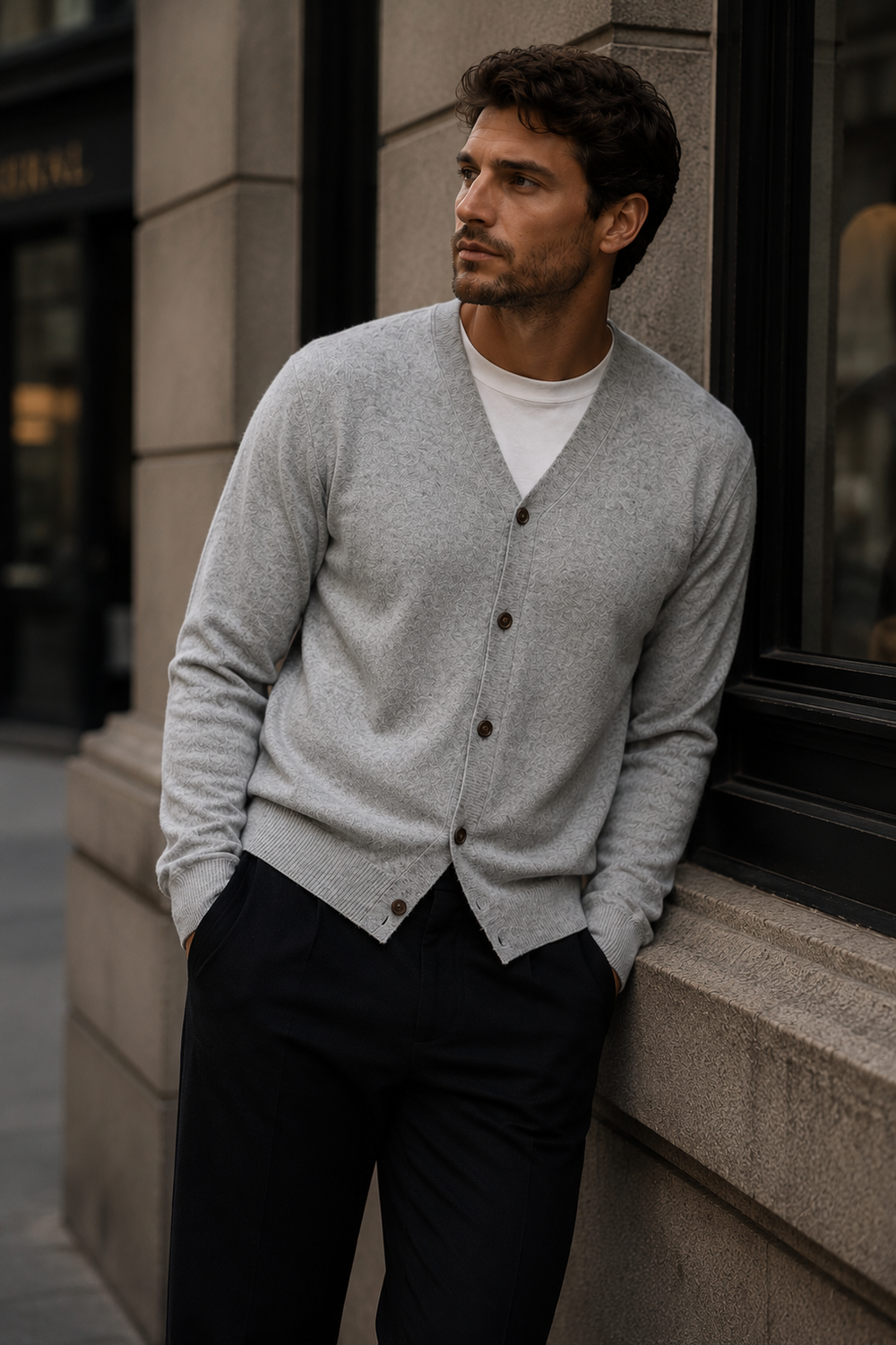 Cloud Grey Cashmere Cardigan