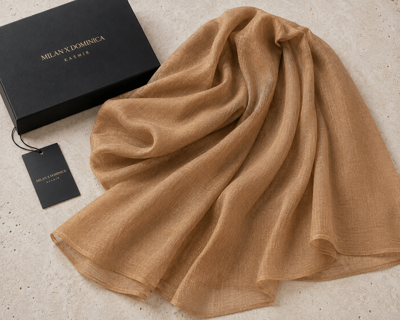Golden Sand Cashmere Pashmina - Milan x Dominica