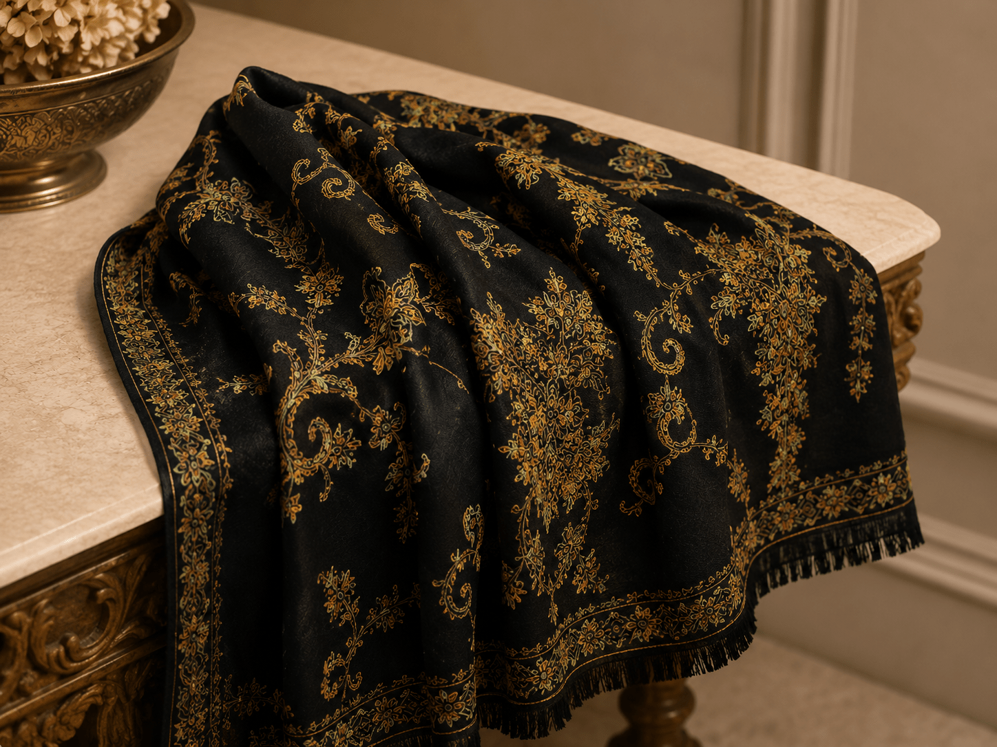 Midnight Noir Cashmere Shawl - Milan x Dominica