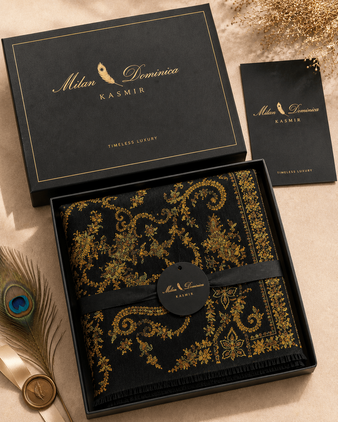 Midnight Noir Cashmere Shawl - Milan x Dominica