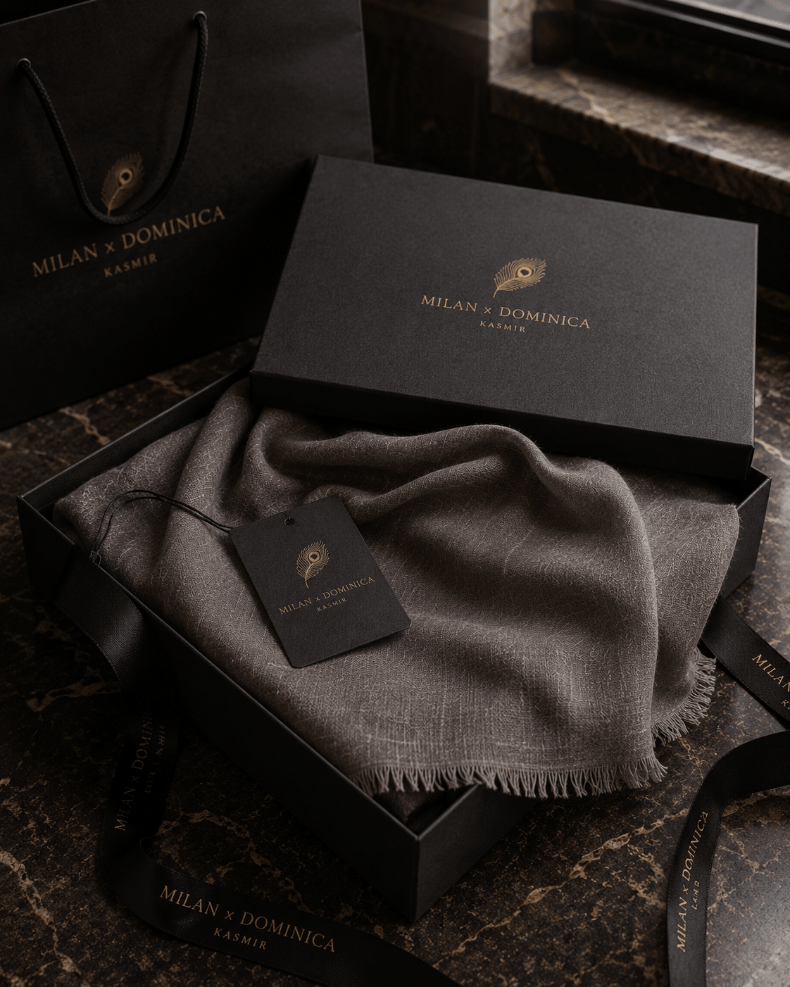 Pure Taupe Cashmere Pashmina - Milan x Dominica