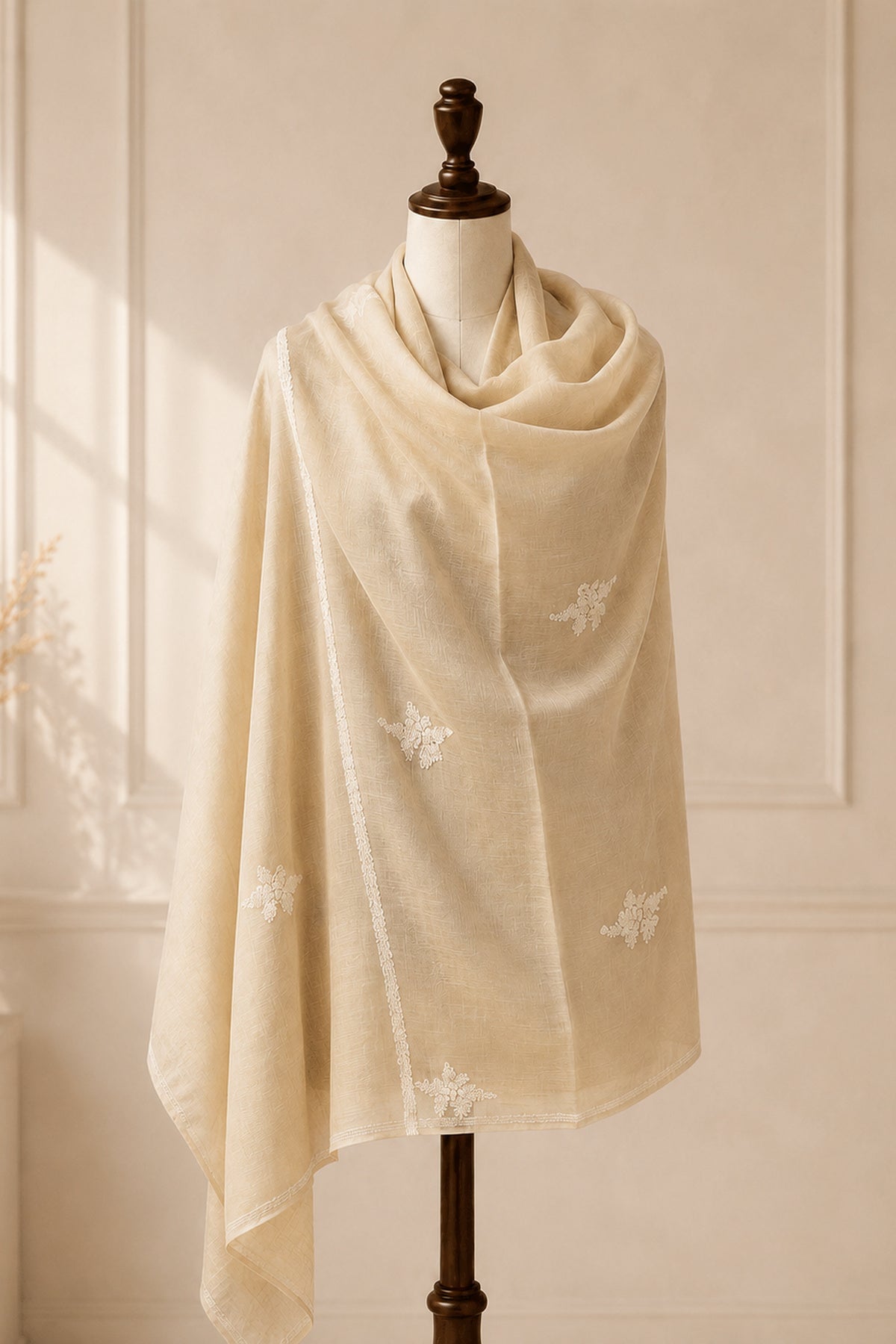 Pearl Blossom Cashmere Pashmina Shawl