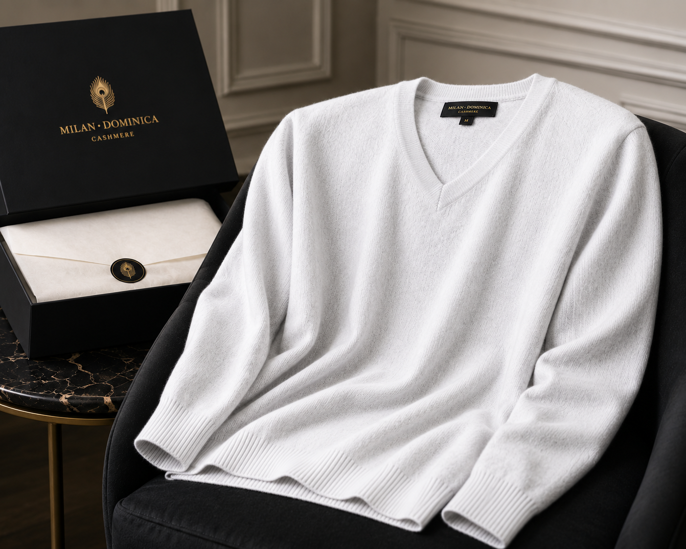 Stone Mélange Cashmere V-Neck