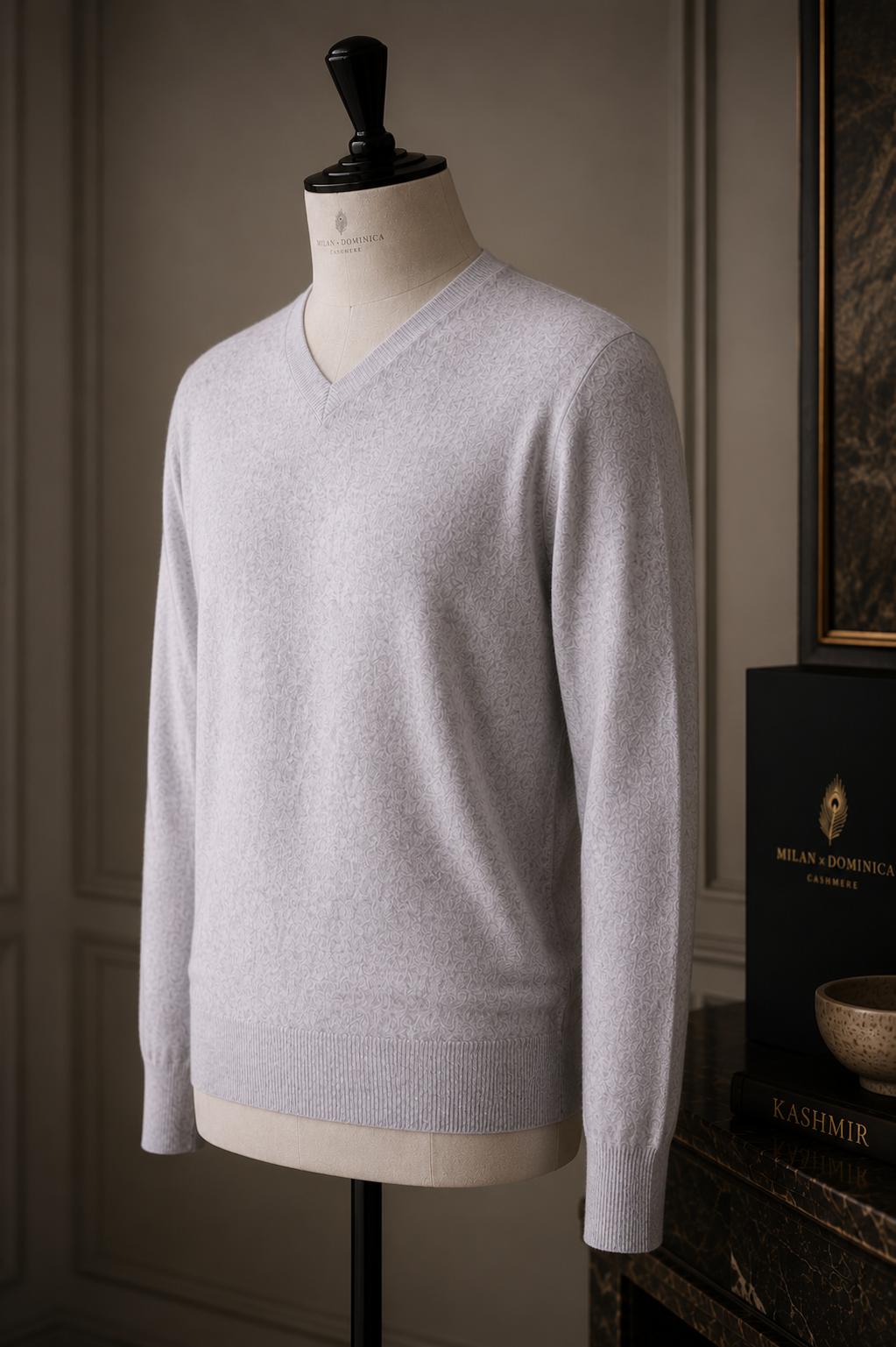 Stone Mélange Cashmere V-Neck