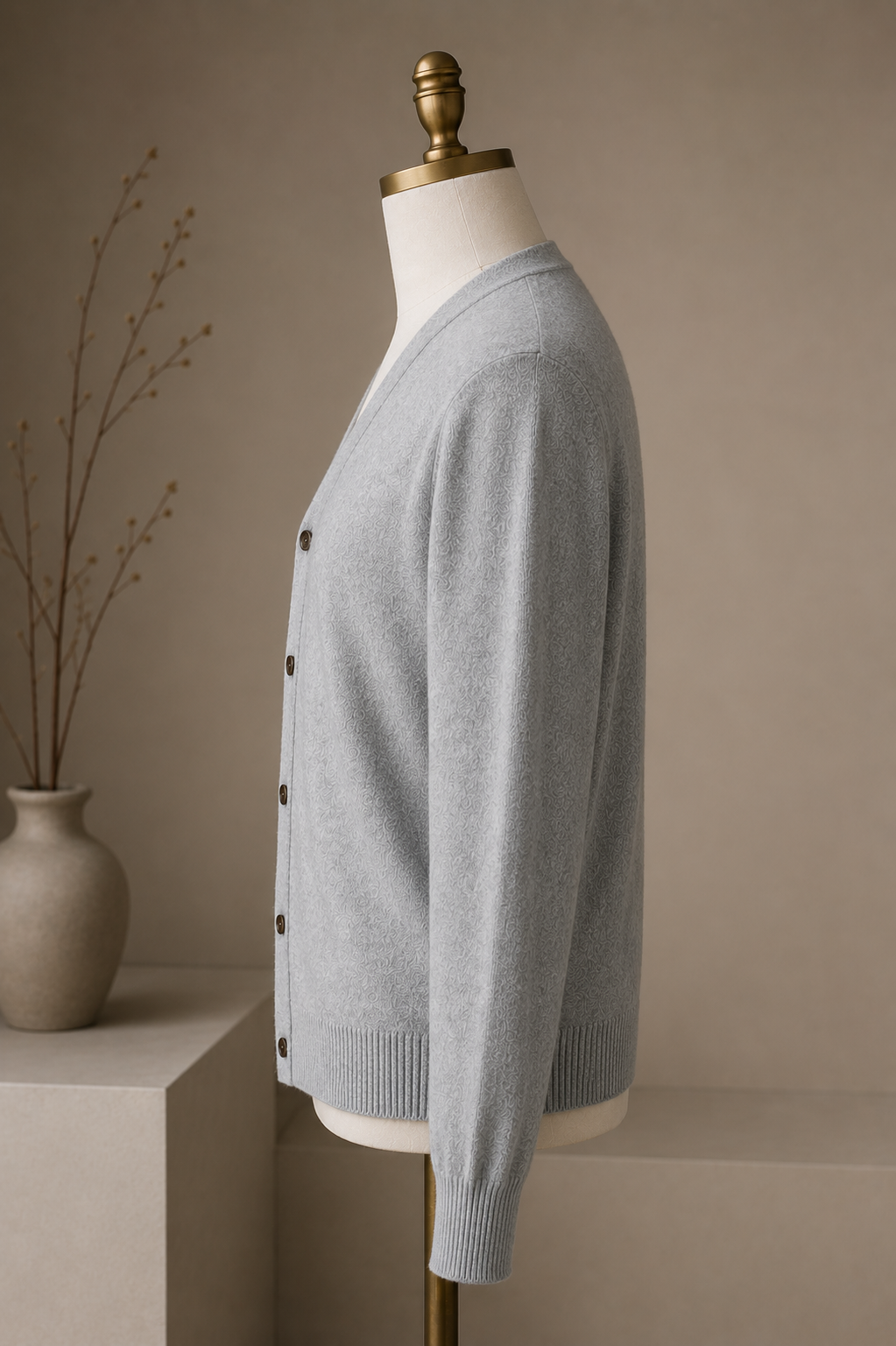 Cloud Grey Cashmere Cardigan