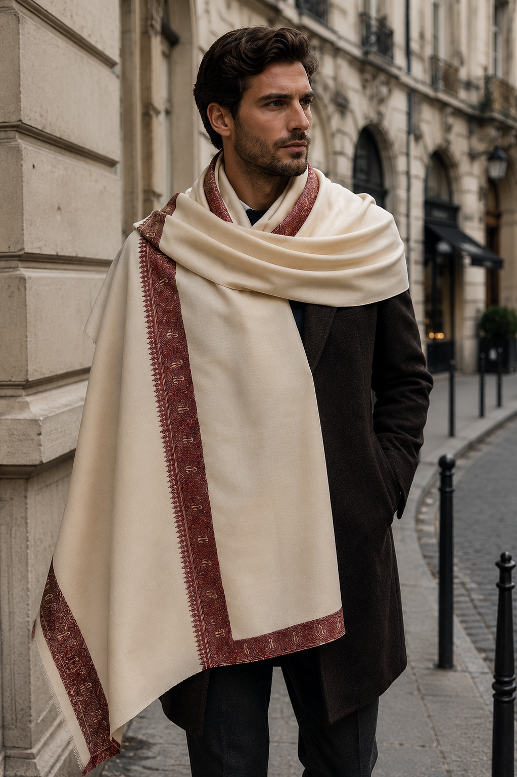 Crimson Paisley Heritage Pashmina