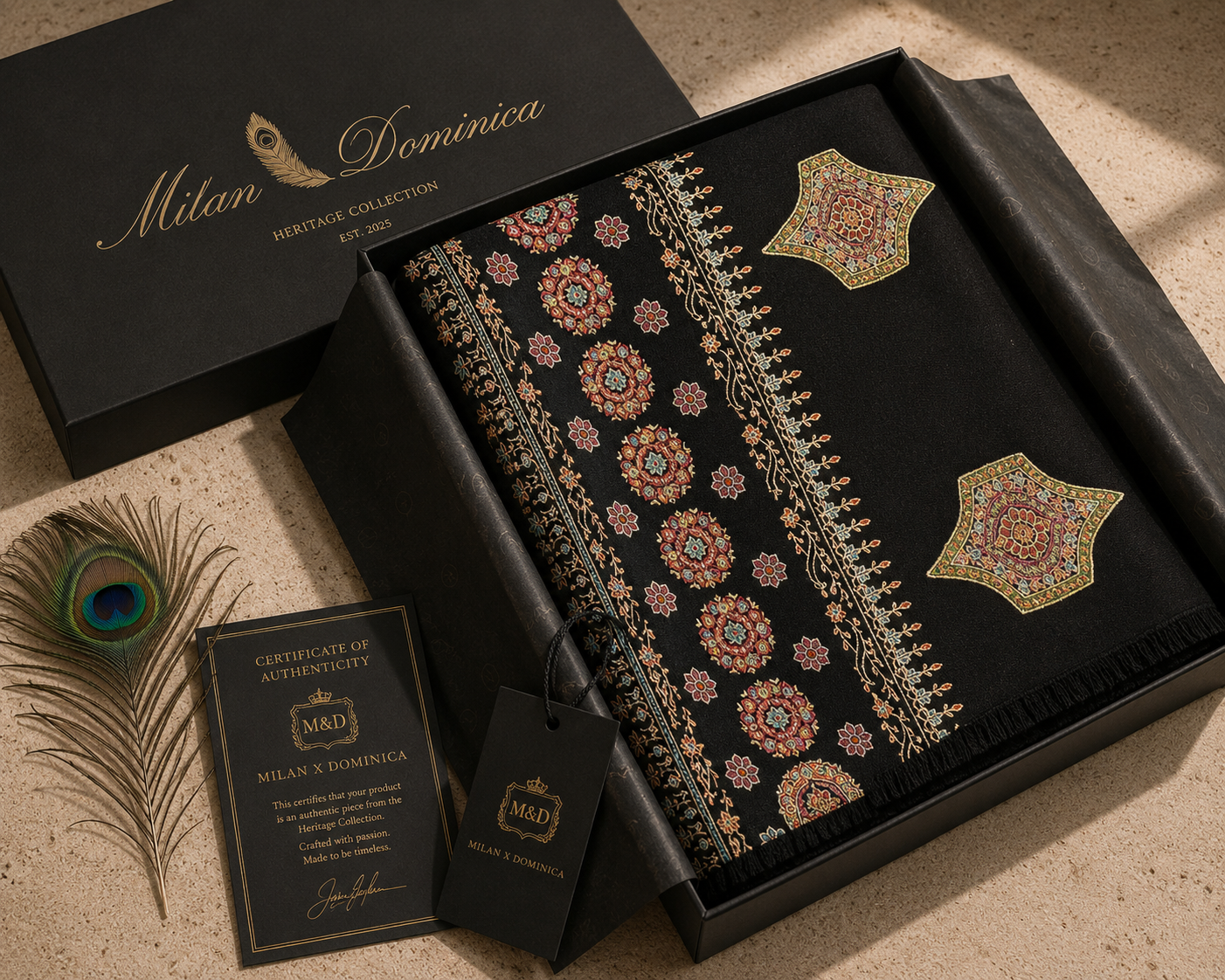 Midnight Imperial Heritage Pashmina