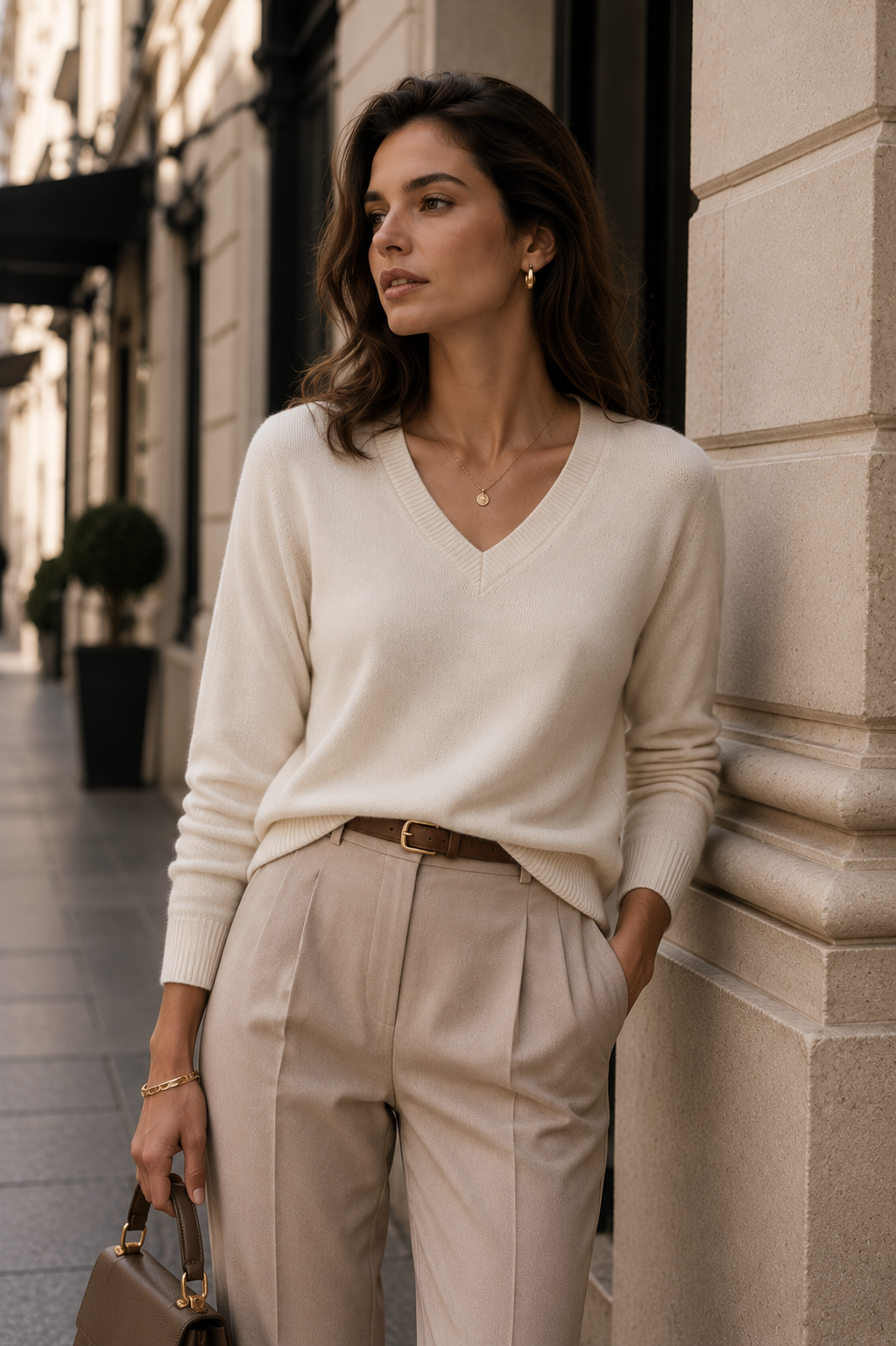 Ivory Essence Cashmere V-Neck