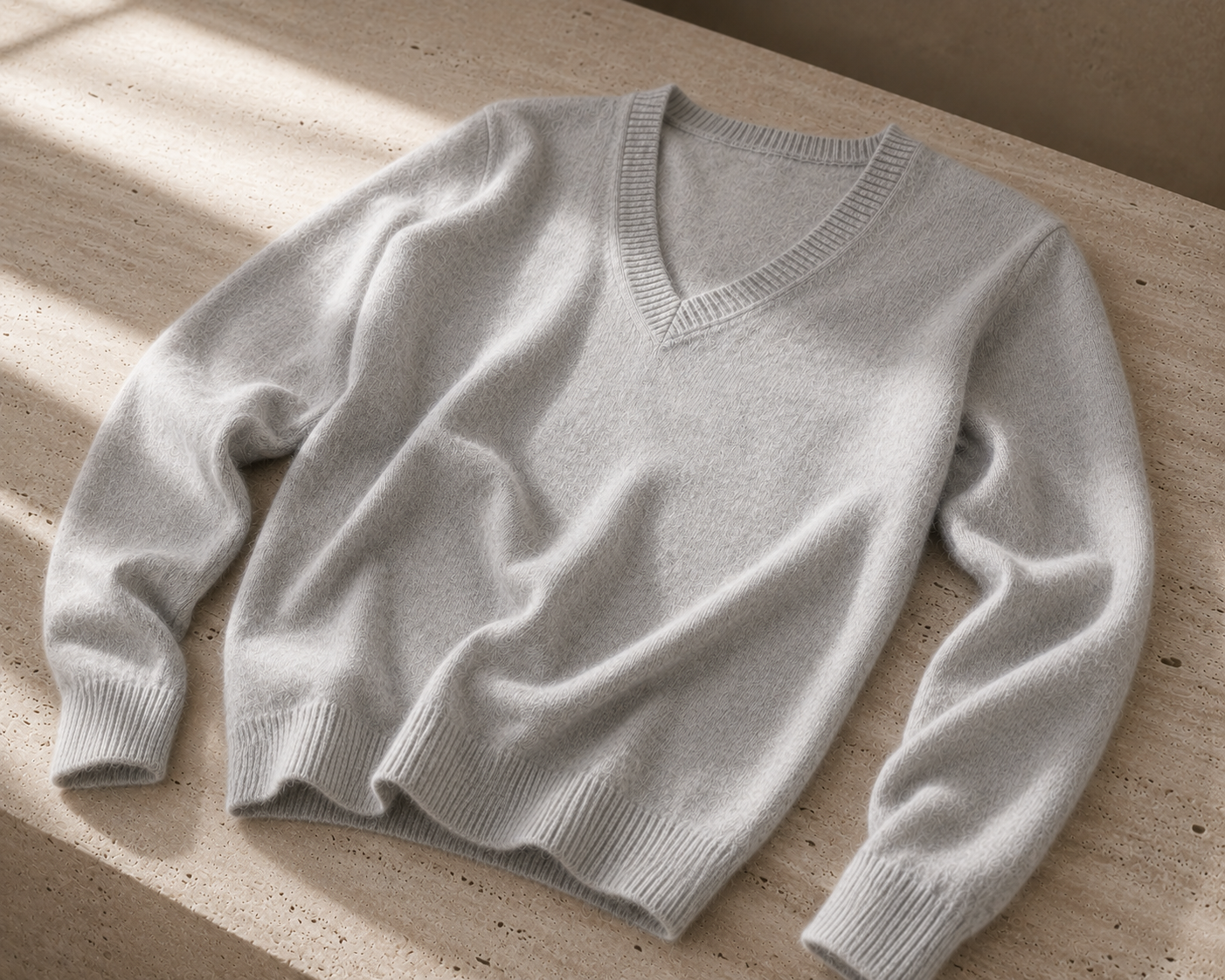 Slate Mélange Cashmere V-Neck