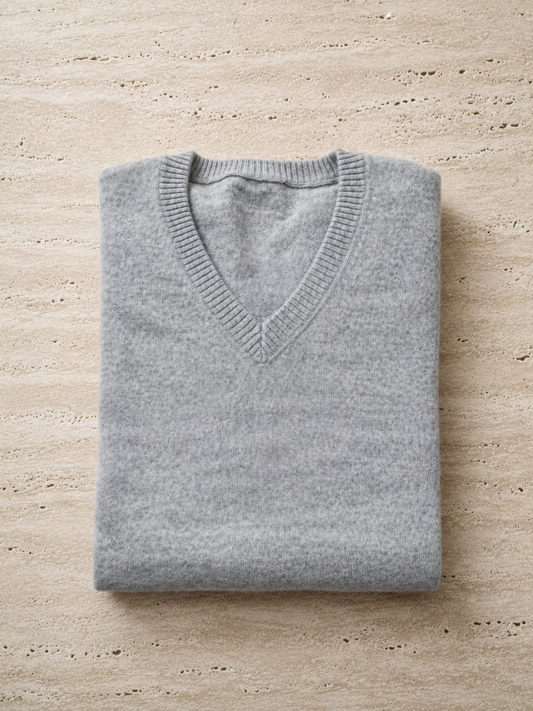 Slate Mélange Cashmere V-Neck