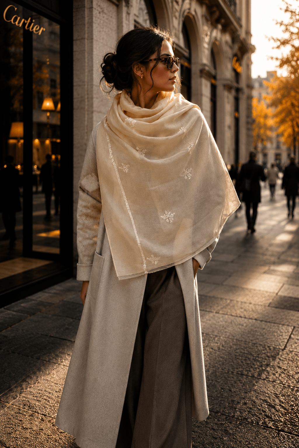 Pearl Blossom Cashmere Pashmina