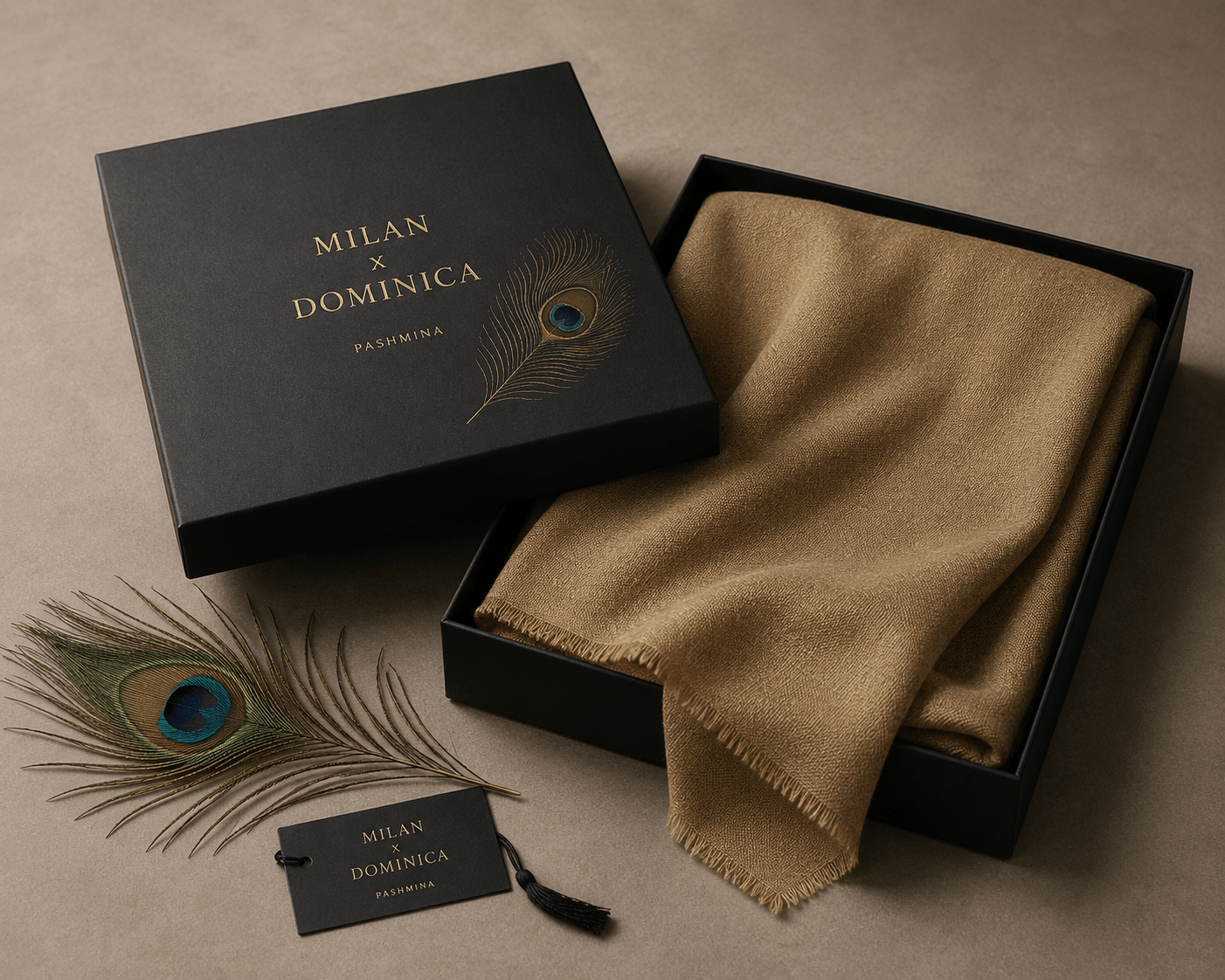 Desert Taupe Cashmere Pashmina - Milan x Dominica