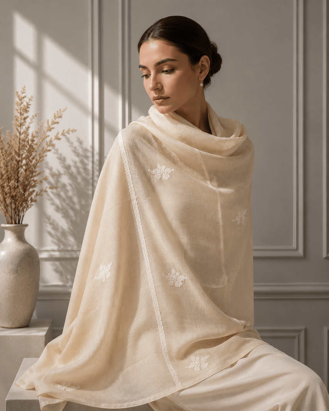 Ivory Blossom Pashmina - Milan x Dominica