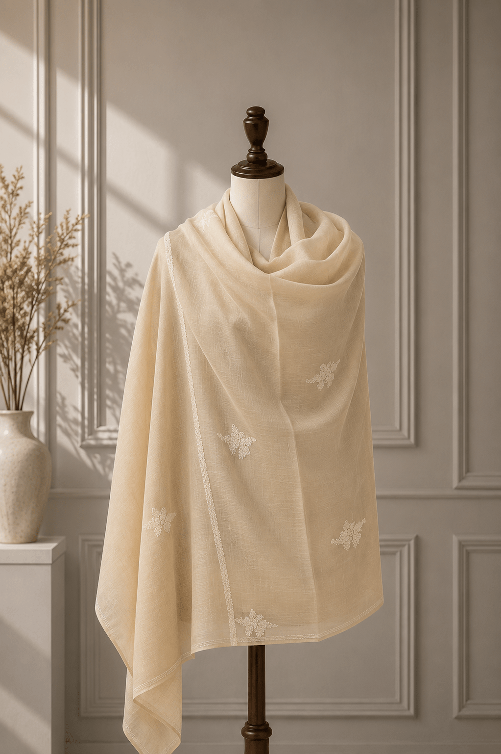 Ivory Blossom Pashmina - Milan x Dominica