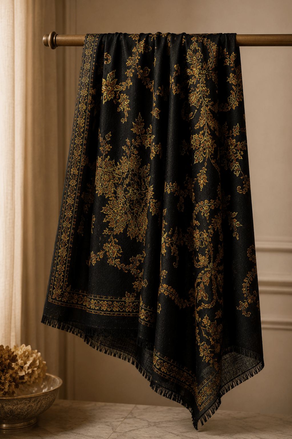 Midnight Noir Cashmere Shawl - Milan x Dominica