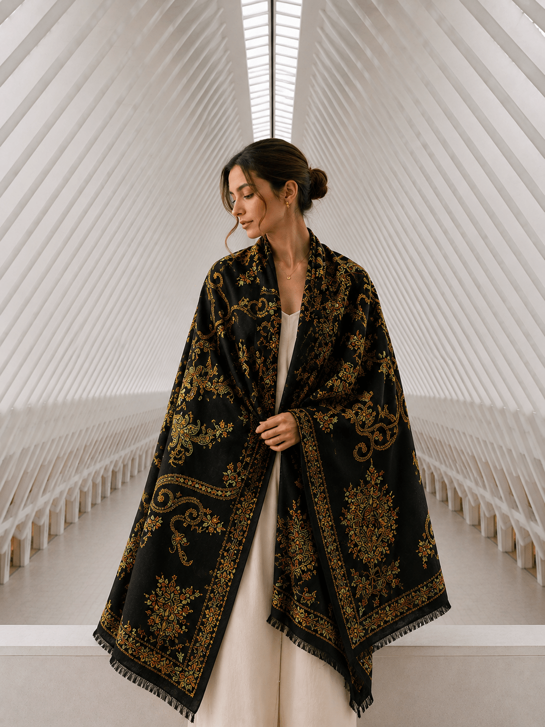 Midnight Noir Cashmere Shawl - Milan x Dominica