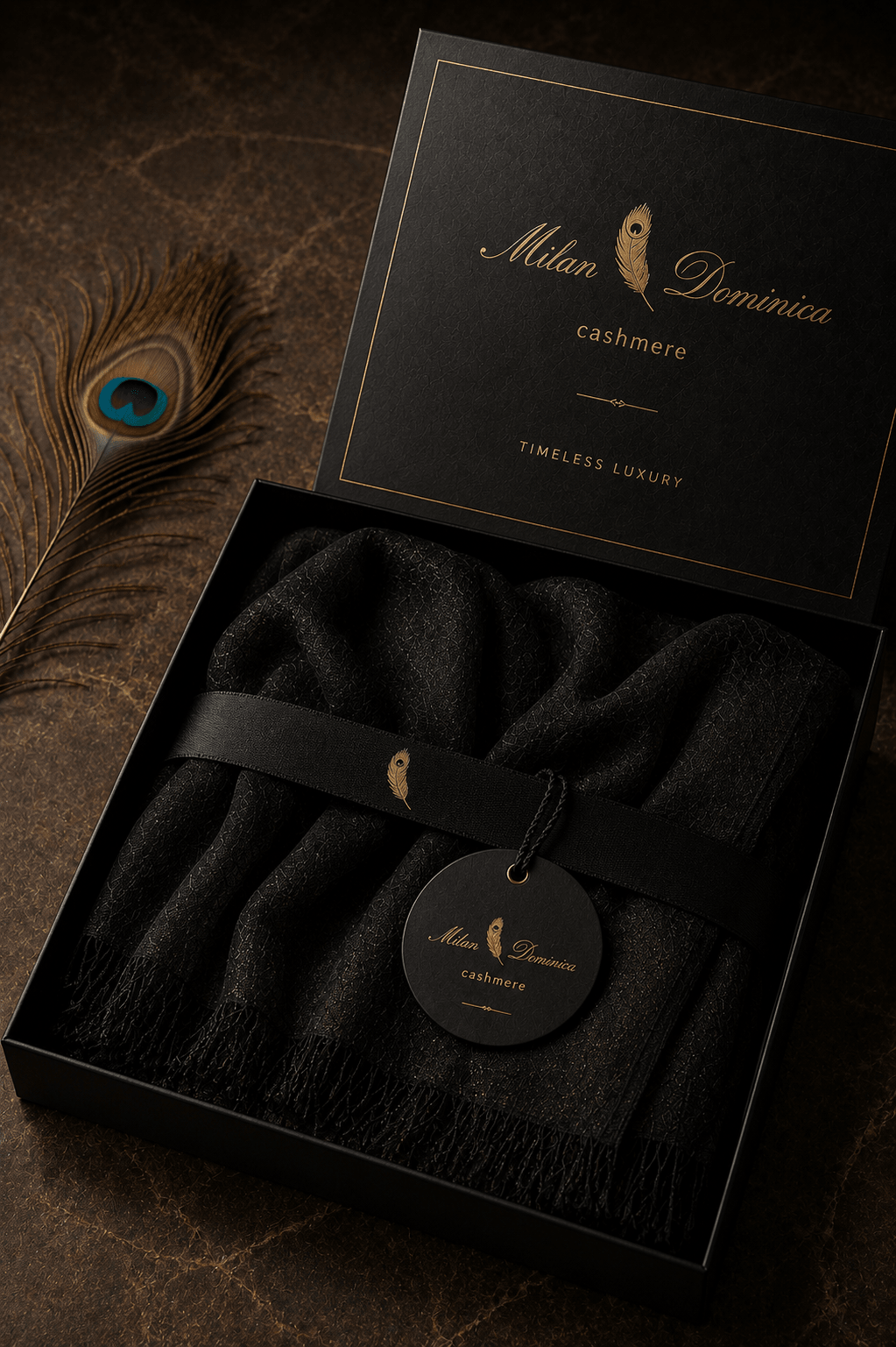 Signature Black Cashmere Pashmina - Milan x Dominica