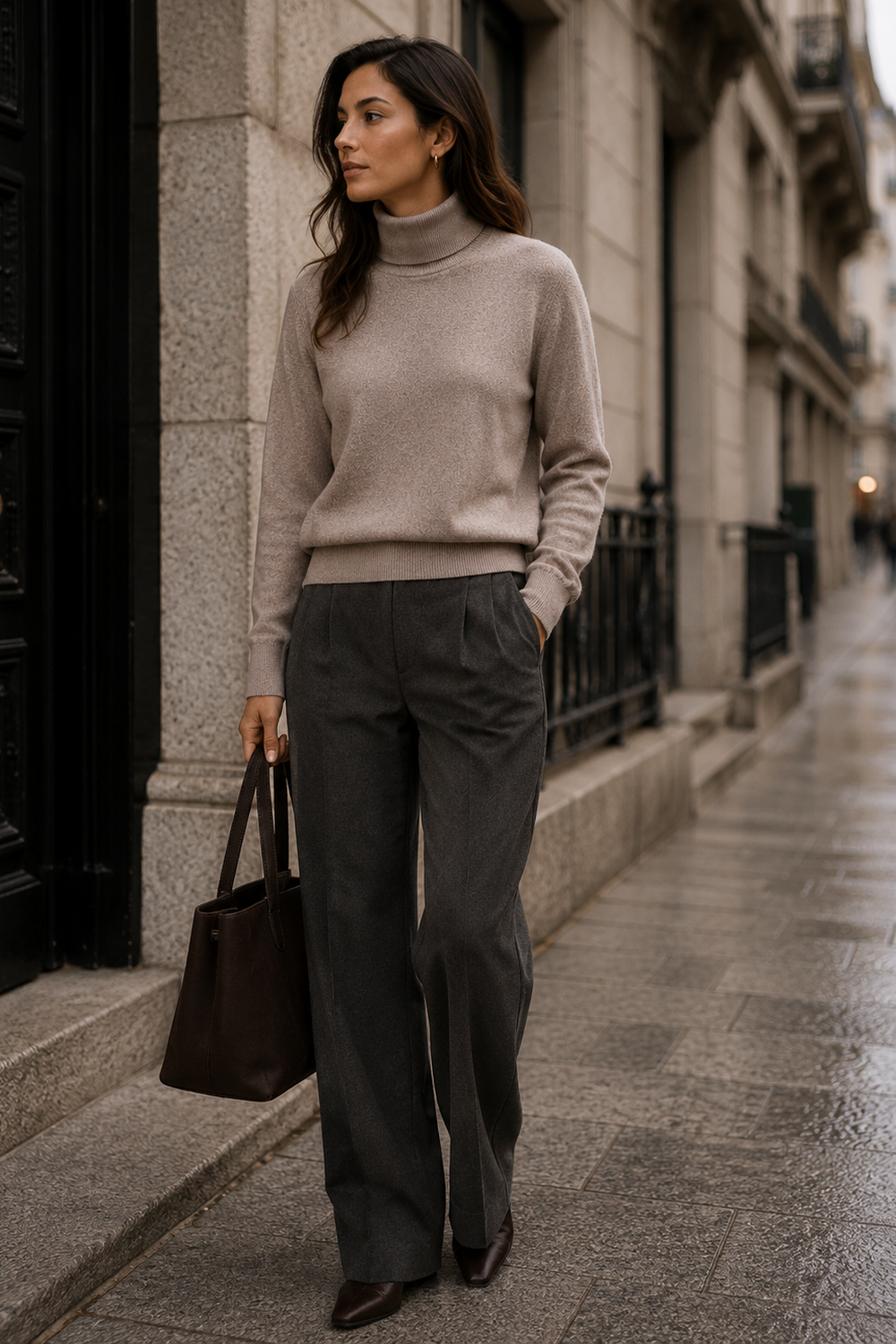 Stone Taupe Mock Neck